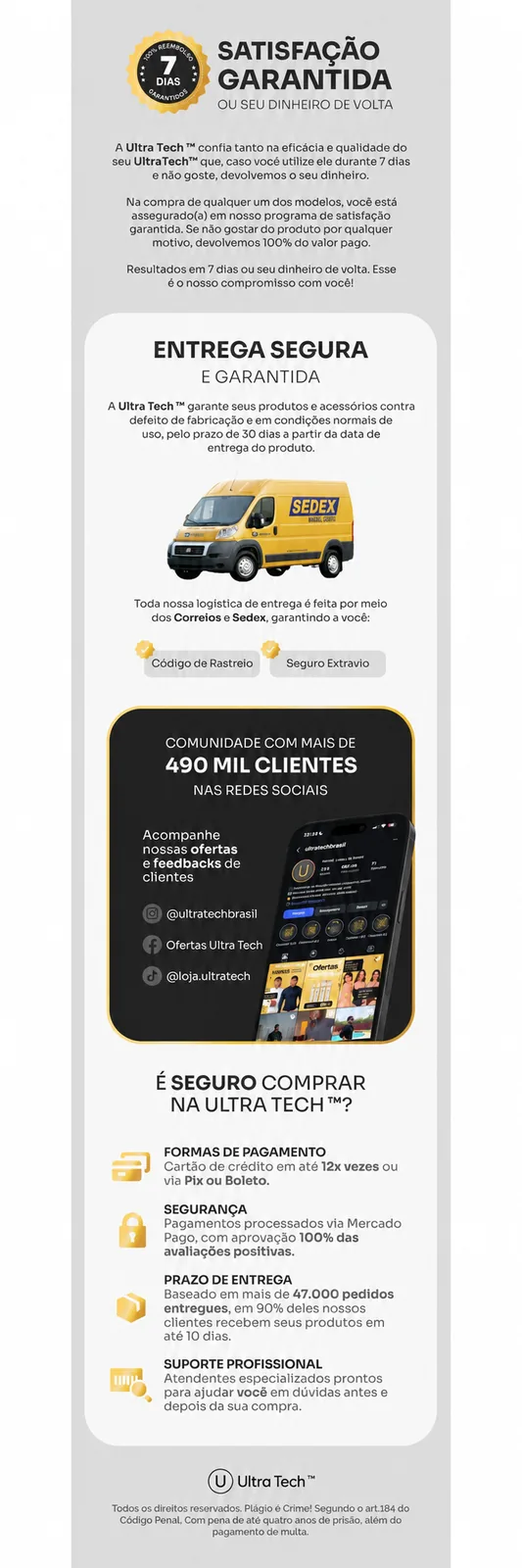 Satisfação garantida, entrega segura e compra segura